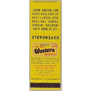 Front Strike Matchbook Cover Best Western Motels Reservations Travel Advertising